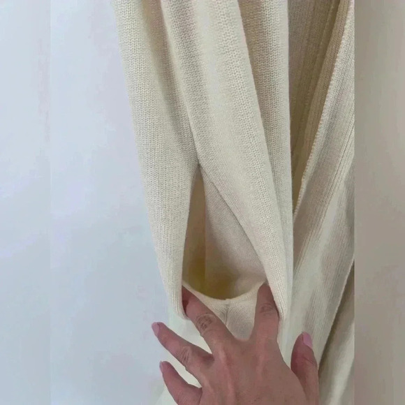 NWT LE17SEPTEMBRE Wool Neck Tie Knit Maxi Sweater Vest Pockets in Ivory Sz FR 38 - Picture 3 of 10